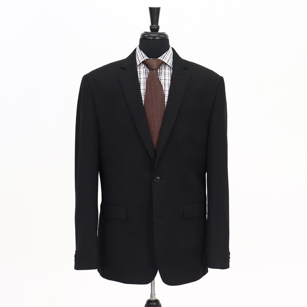 Express 44L Black Solid 2-Button Sport Coat Blazer Jacket G061